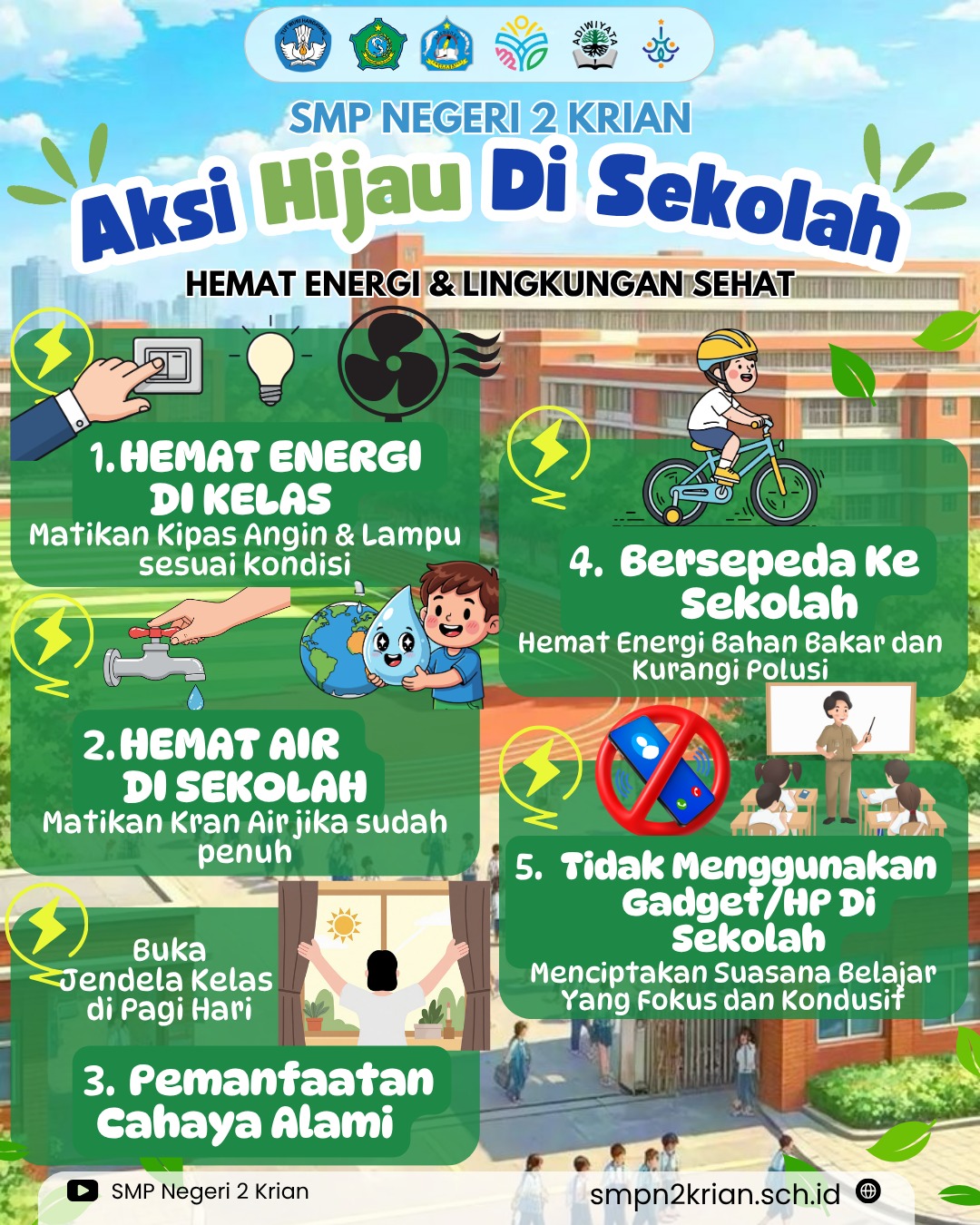 Gerakan Hemat Energi dan Lingkungan Hijau di SMPN 2 Krian