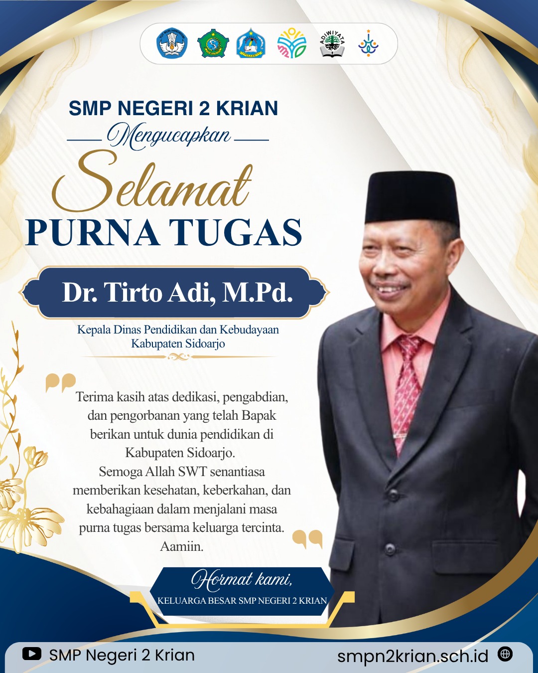 Selamat Purna Tugas Bapak Kepala Dinas Dr. Tirto Adi, M.Pd